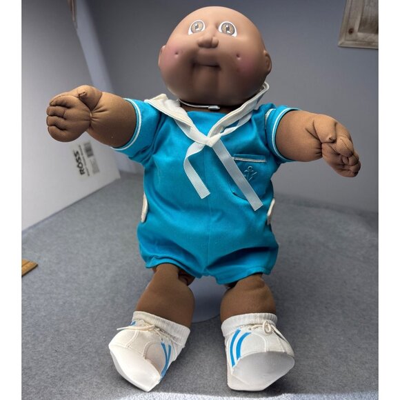 1982 Cabbage Patch Kids Doll Blue Sailor Outfit Anchor Pocket & White Shoes - Picture 9 of 16